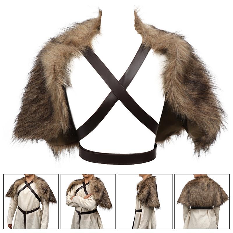 Winter Clothing Accessories - Peleryna wikingów z kołnierzem ze sztucznego