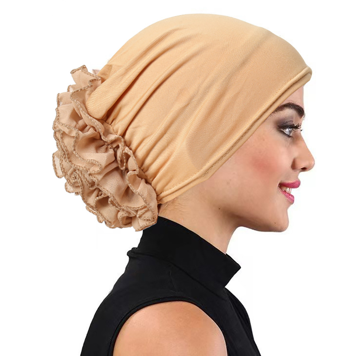 Winter Clothing Accessories - Jednokolorowe kwiatowe zdobione kobiety muzułmańskie hidżab