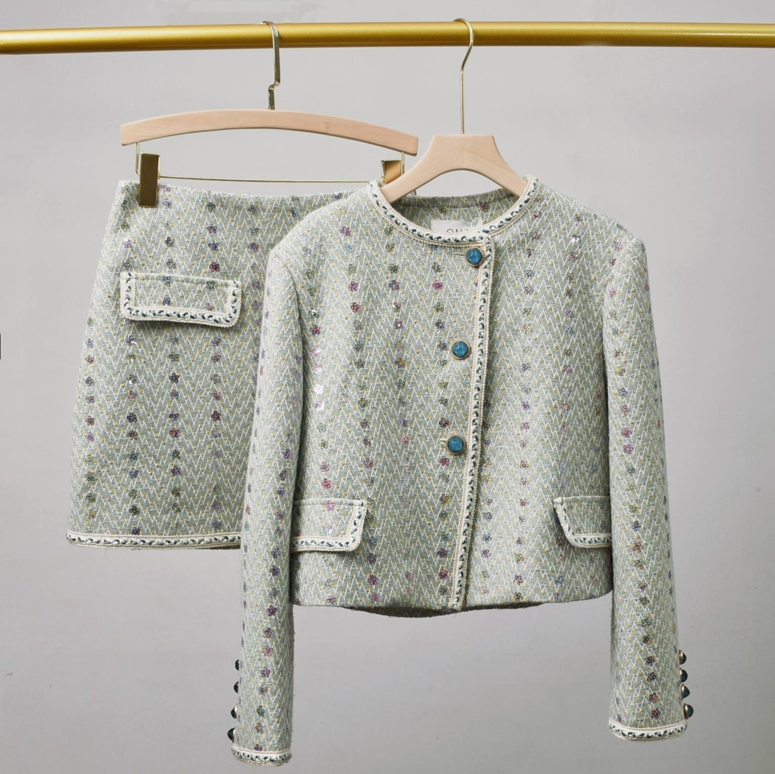 Winter Clothing Line - Kobiety Elegancki Tweed Luksusowy Garnitur Jacke